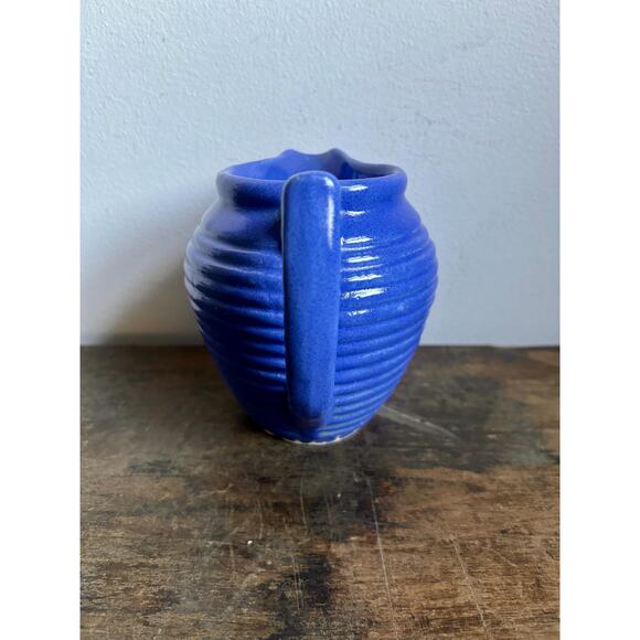 Vintage BAUER Pottery 907 Blue Ceramic Beehive Ringware Pitcher | 20 oz - Picture 2 of 5